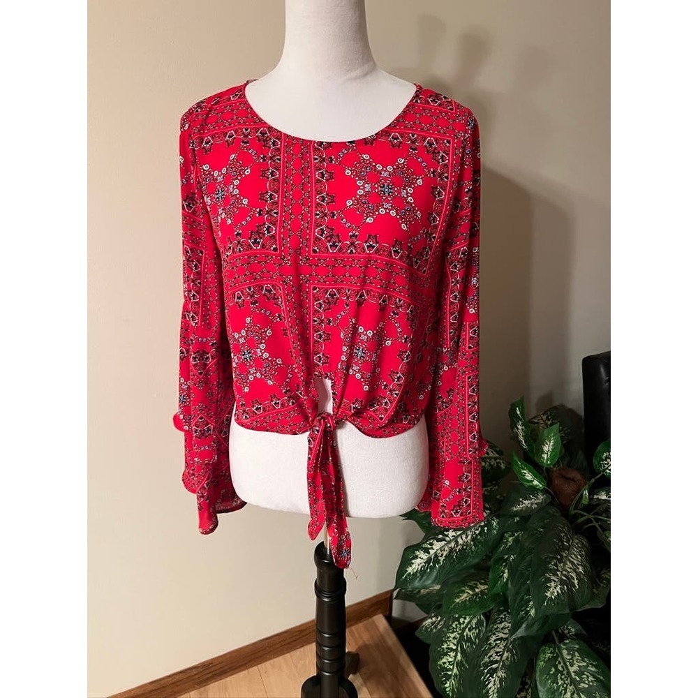 Altar'd State Red Patterned Blouse - image 1